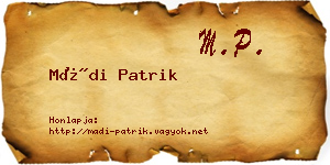 Mádi Patrik névjegykártya