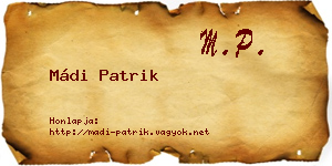 Mádi Patrik névjegykártya